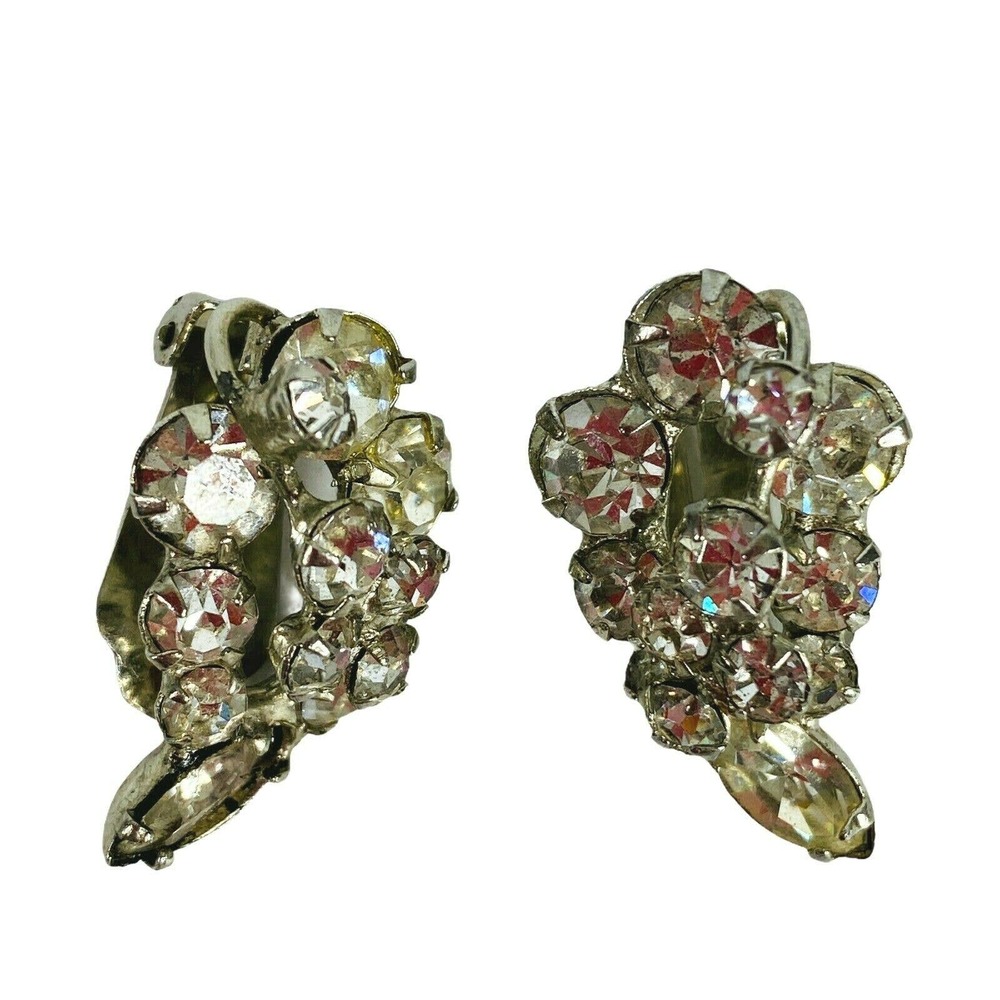 Vintage Bling Earrings Clip on Costume Jewelry